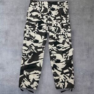 US Army Black/White Camo Multi Pocket Cargo Pants Mens 38 Tactical Streetwear